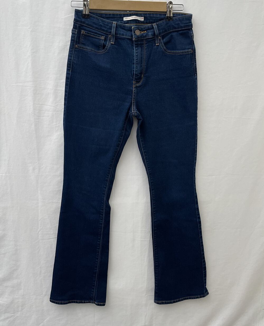 Levi's Jeans Women 29 725 High Rise Bootcut Dark Blue Denim Stretch Western